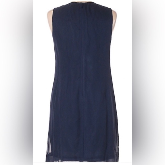 Shoshanna Striped Sequin Mini Dress Sleeveless Blue White Shift Designer Size 2 - Picture 4 of 11